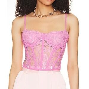 Bardot Holland Lace Bustier Lili Pink Corset Boning US 4 NWT Romantic Coquette